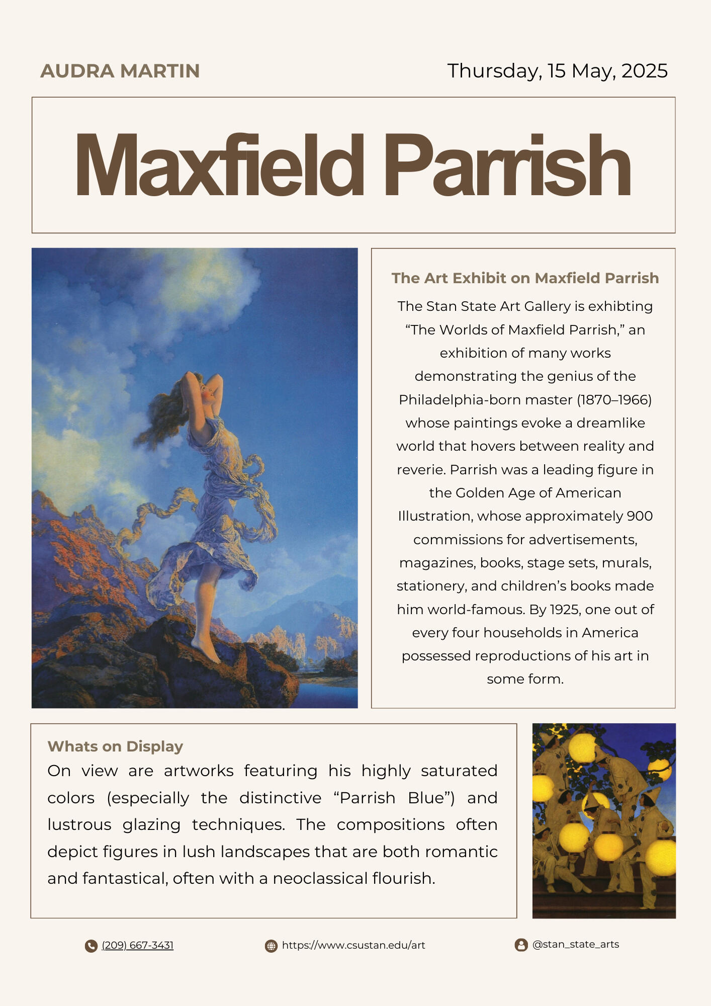 "Maxfield Parrish Newsletter" 5/15/25 "Maxfield Parrish Newsletter" 5/15/25